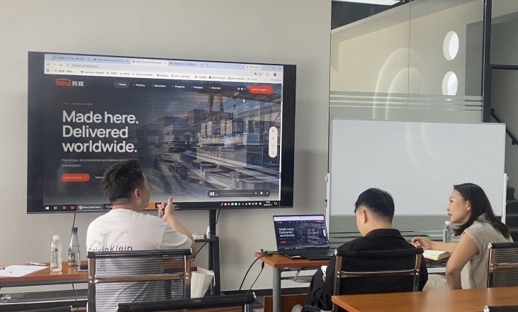 为河北烨辉钢结构有限公司做外贸独立站与社媒获客现场辅导